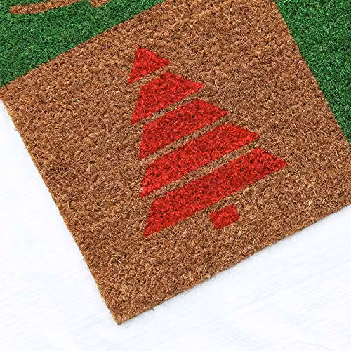 Coco&Coir Christmas Tree Coir Door Mat, W/D/H: 75 x 45 x 1.5 cm, Brown and Multicolour – 4