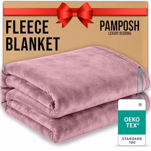 Pamposh Pink Flannel Fleece Throw Blanket, W/D/H: 150 x 200 cm