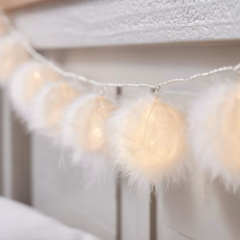 Lights4fun Warm White LED Fluffy Ball Battery Fairy Lights with 10 Fabric Spheres