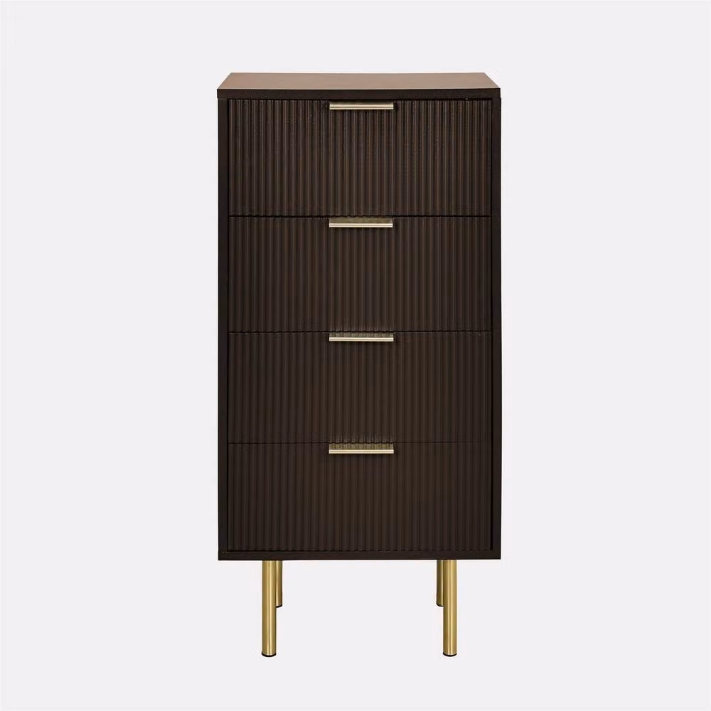 OHS Ribbed 4-Drawer Storage Cabinet in Dark Brown Matt Engineered Wood – 2