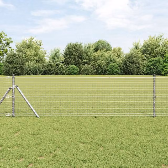 Berkfield Home Galvanised Steel Welded Wire Fence in Silver, H: 0.8 m x W: 25 m – 1
