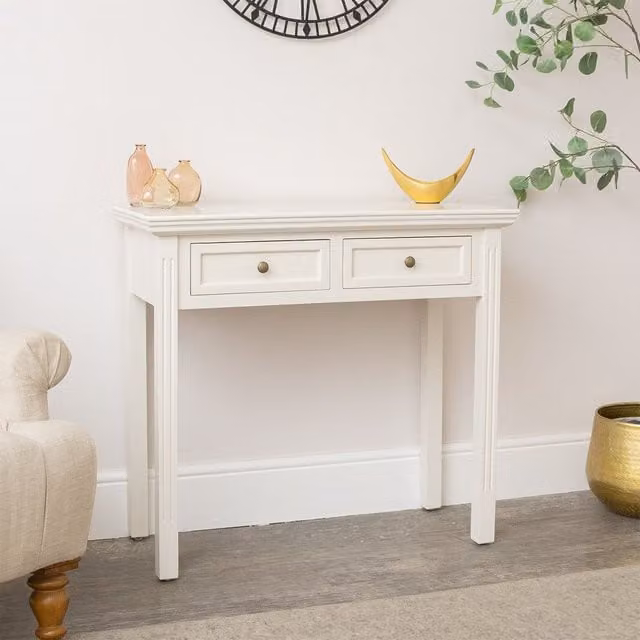 Melody Maison Daventry 2 Drawer Console Dressing Table in Off-White