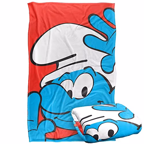 LOGOVISION The Smurfs Closeup Super Soft Silky Feel Fleece Blanket, Multicolour – 1