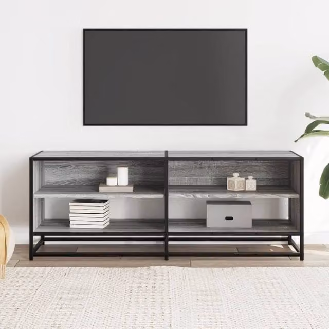 Berkfield Home Industrial TV Cabinet in Grey Sonoma, W/D/H: 120.5 x 40 x 46 cm – 1