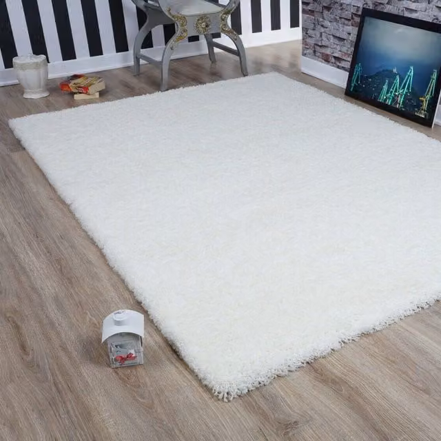 Smart Living Modern Shaggy Rug, White, W: 110 cm, D: 60 cm, H: 1 cm