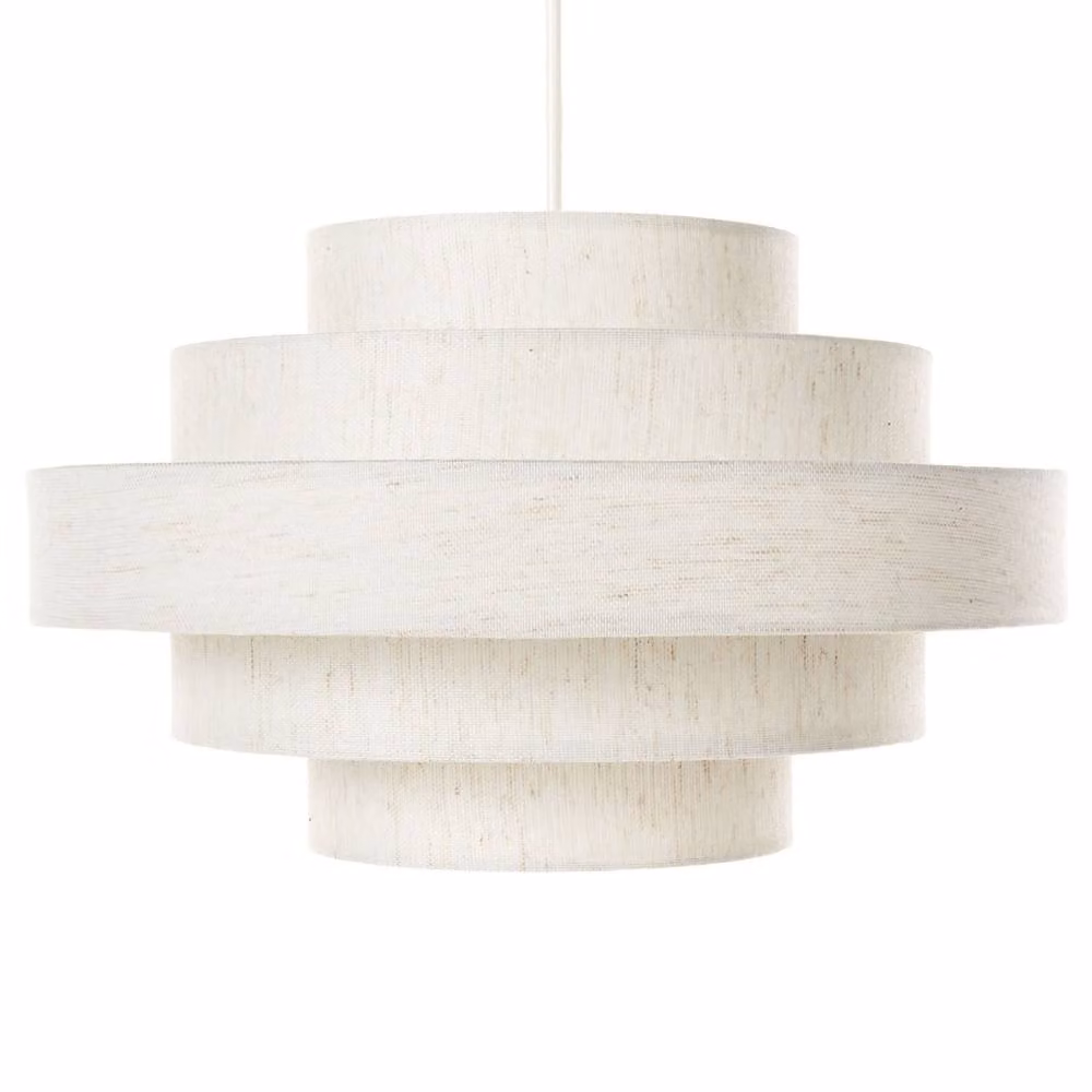 Wyld and Coco White Fabric and Metal Modern Suspended Pendant Lamp – 2