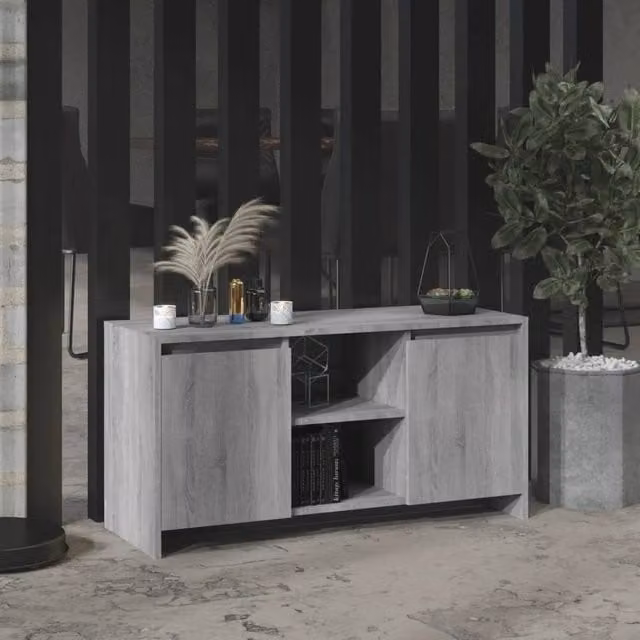 Berkfield Home Minimalist Grey Sonoma TV Cabinet, W: 102 cm, D: 37.5 cm, H: 52.5 cm – 1