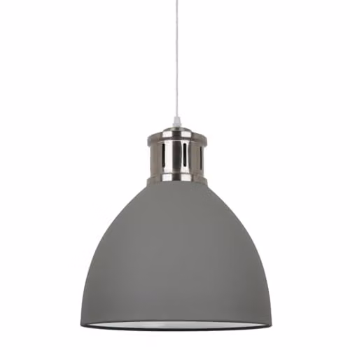 Netlighting Industrial and Retro Hanging Pendant Light in Grey Metal with E27 Dome Shade