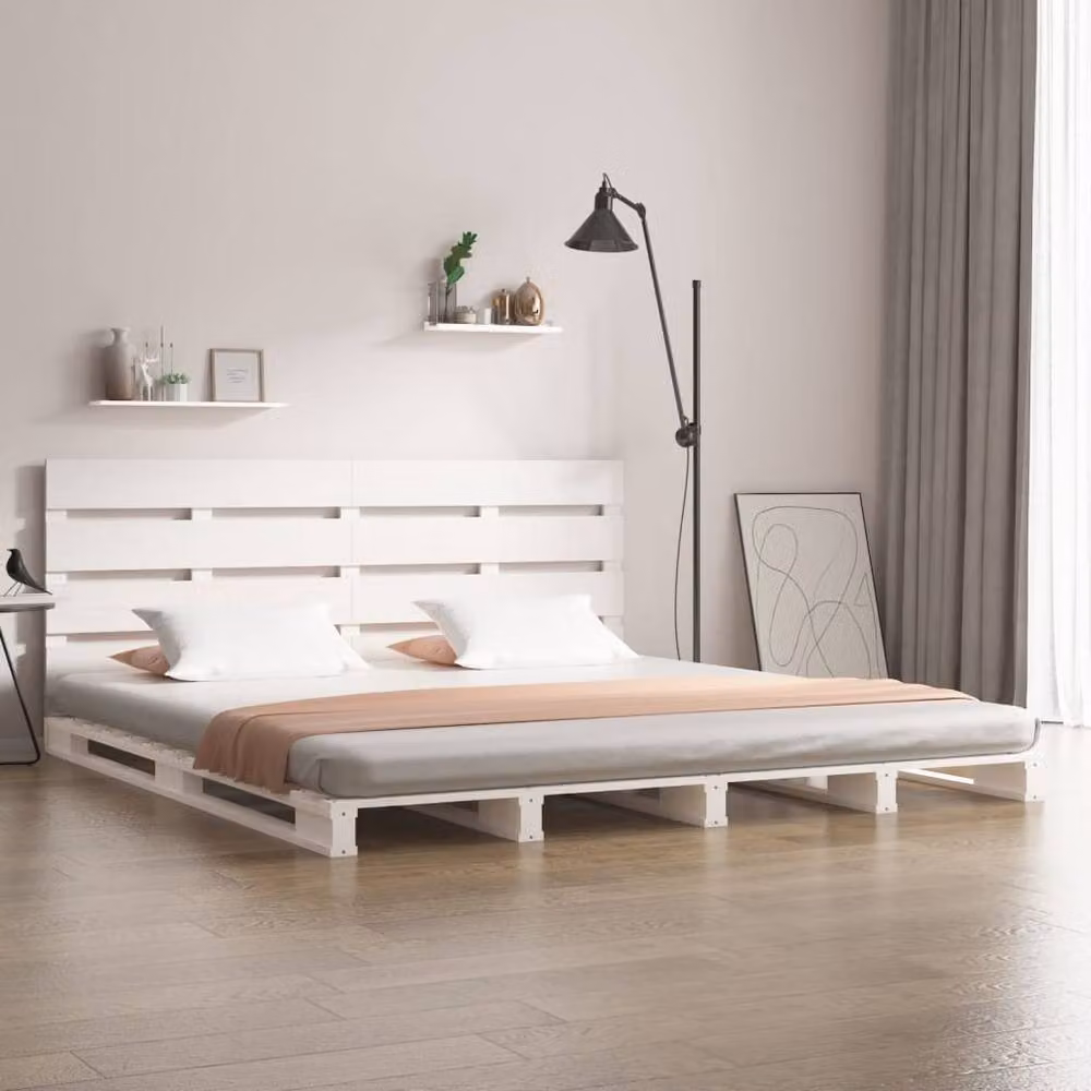 Berkfield Home Modern White Solid Pine Wood Bed Frame W/D/H: 200 x 200 cm – 2