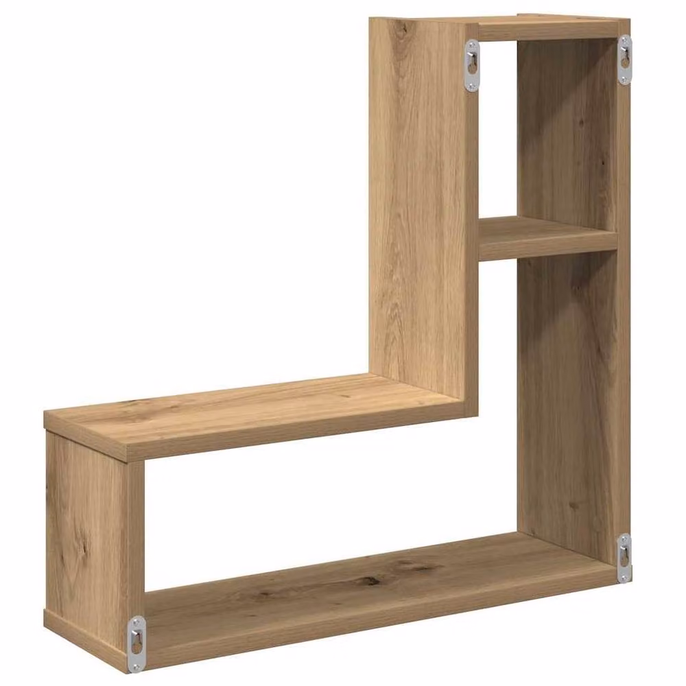 Berkfield Home Artisan Oak Wall Cube Shelves, 2 Piece Set in Brown, W/D/H: 50 x 15 x 50 cm – 5