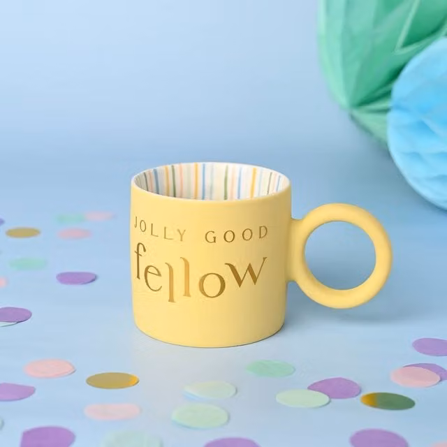 Confetti Jolly Good Fellow Mug in Yellow