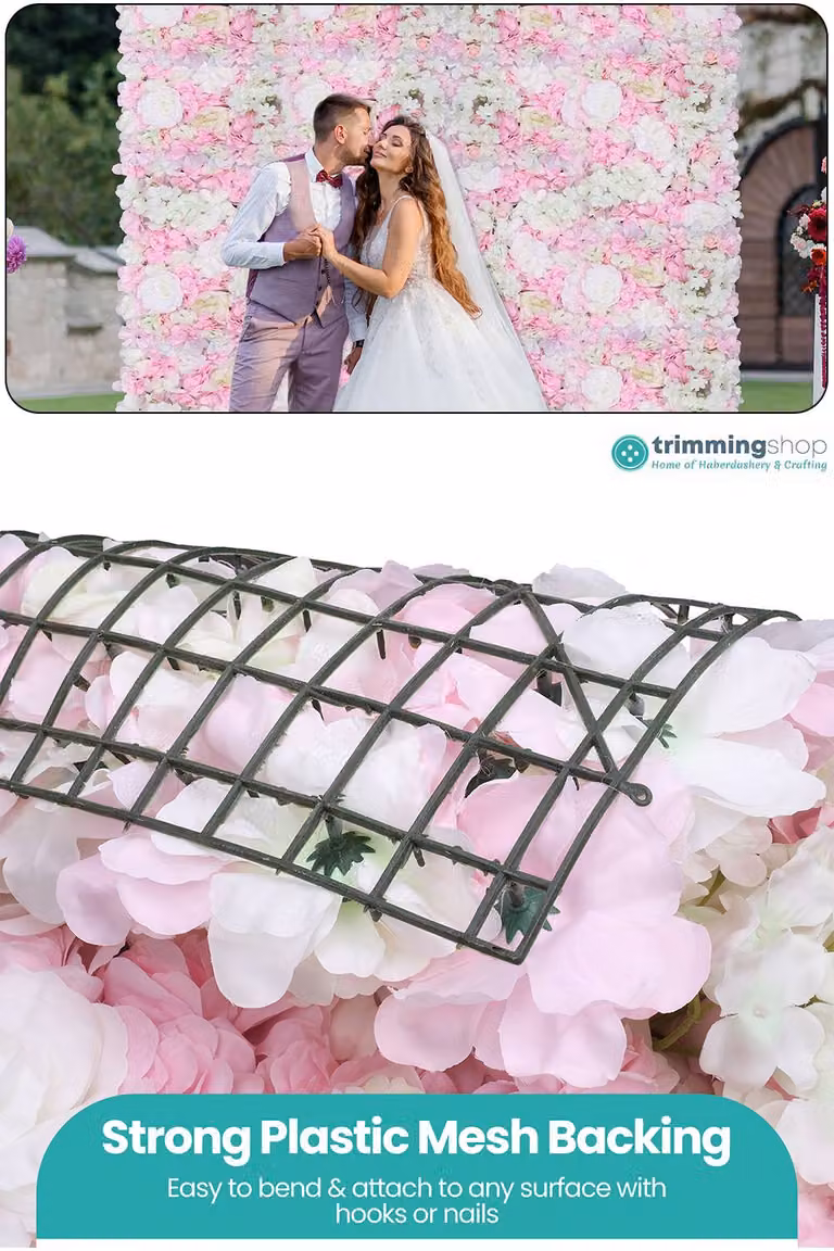 Neel Blue Artificial Floral Wall Panel Wedding Photography Backdrop in Blue and Baby Pink, W/H: 60 x 40 cm