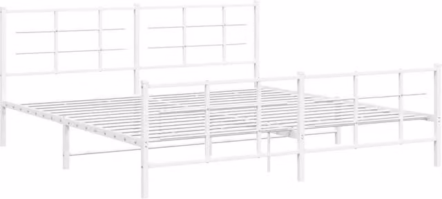 Berkfield Home Metal Bed Frame with Footboard, White, W/D/H: 193 x 90 x 198 cm – 1