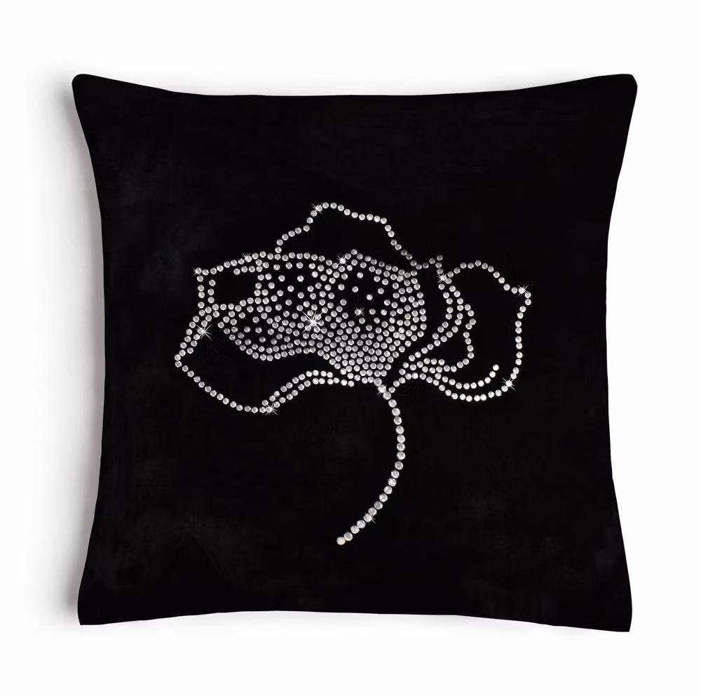 Intimates Diamante Rose Black Velvet Filled Square Cushion, 43 x 43 cm – 2