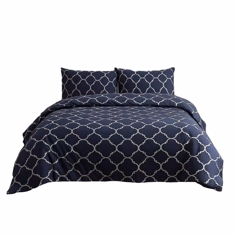 Snug City Grey Geometric Design Polycotton Duvet Cover and Pillowcase Set, W: 200 cm x D: 200 cm
