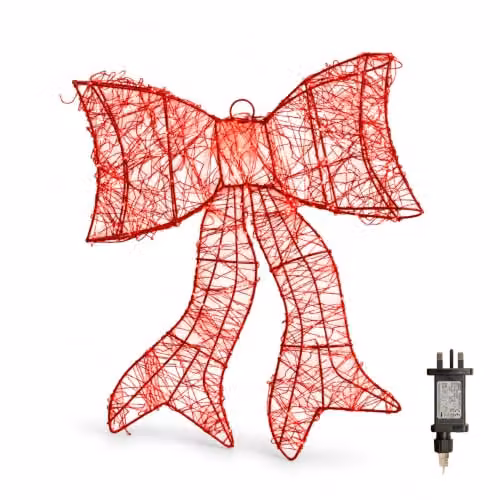 Samuel Alexander Red Galaxy Bow Christmas Light Up Decoration with Timer and 650 LEDs, Width: 43 cm – 3