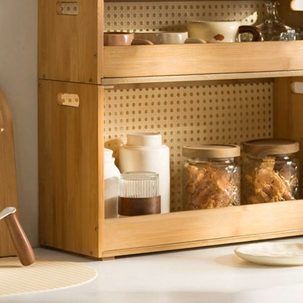 FORGEVIO Bamboo Coffee and Tea Cup Holder Jar Rack, Brown, W/D/H: 18.0 x 18.0 x 27.0 cm – 3