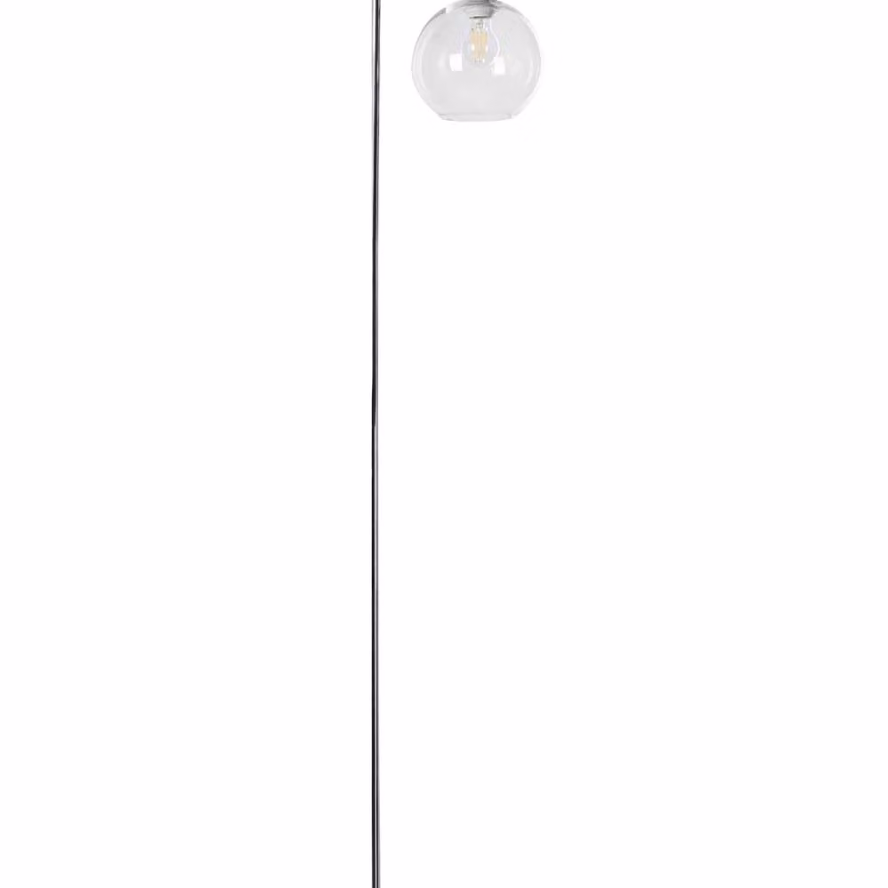 Wyld and Coco Silver Metal Floor Lamp with Transparent Glass Sphere Shade – 2