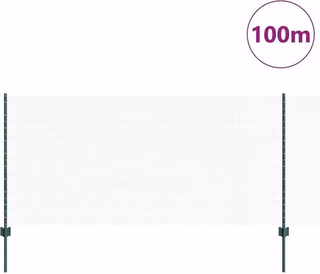 Berkfield Home Green Steel U-Channel Mesh Fence Posts, 11 Pieces, Height: 120 cm