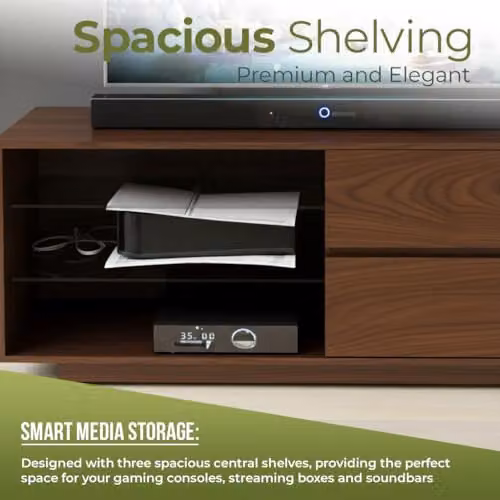 Centurion Supports Gallus Premium Walnut TV Cabinet with 2 Drawers and 3 Shelves for 32-55 inch LED/OLED/LCD TVs, Brown, W/D/H: 110 x 39.5 x 47.5 cm – 6