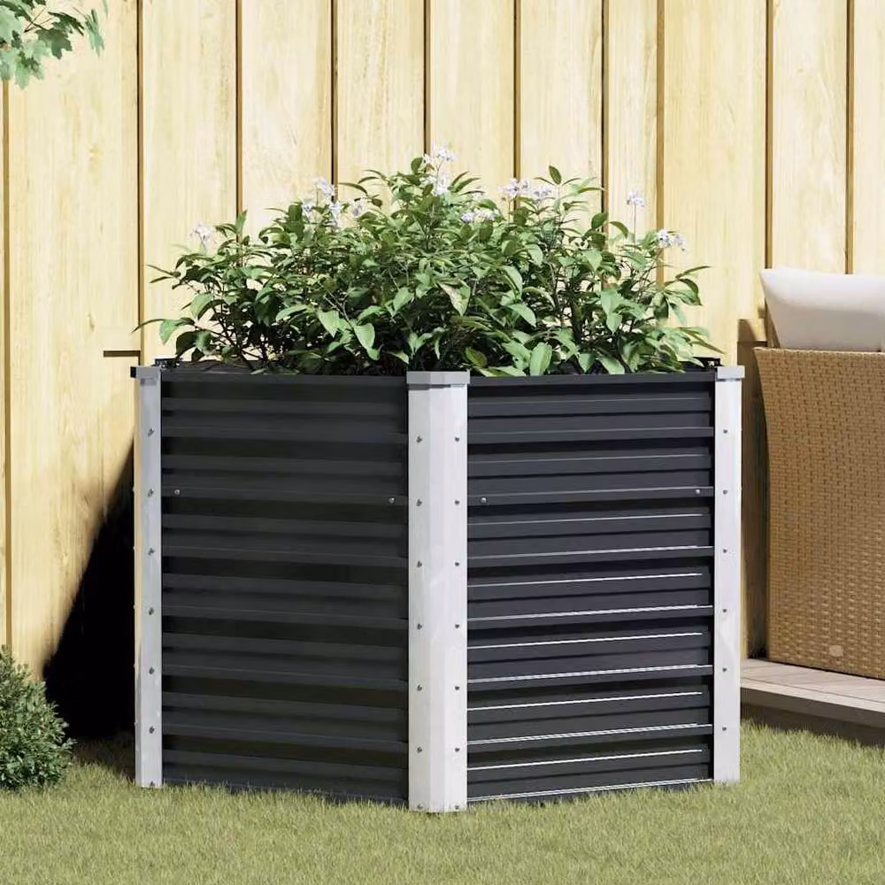 Berkfield Home Garden Raised Bed in Anthracite and Black Galvanised Steel, W/D/H: 129 x 129 x 77 cm – 2