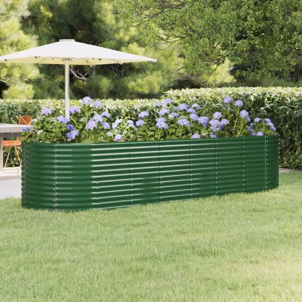 Berkfield Home Garden Powder-coated Steel Raised Bed, Green, W/D/H: 322 x 100 x 68 cm – 2