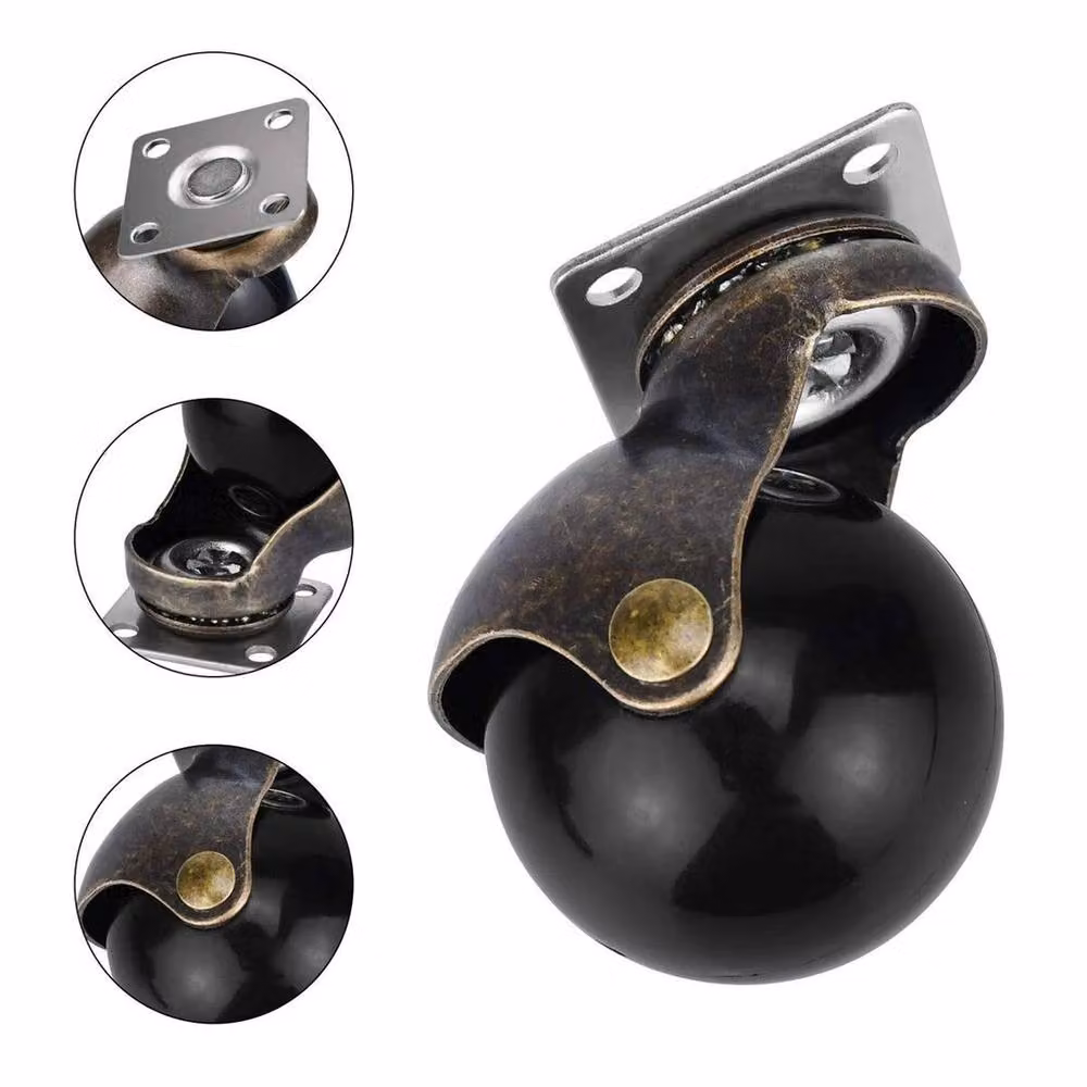 SPETLEK 4-Piece Antique Swivel Ball Castor Wheels in Black, 2 Inch – 3