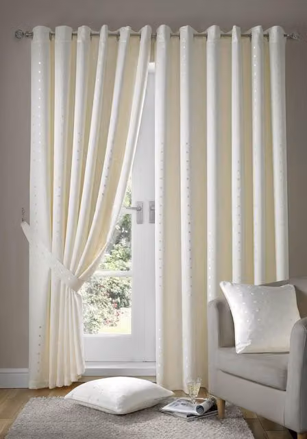 Terrys Madison Plain Opaque Eyelet Curtains in Cream/Beige/White