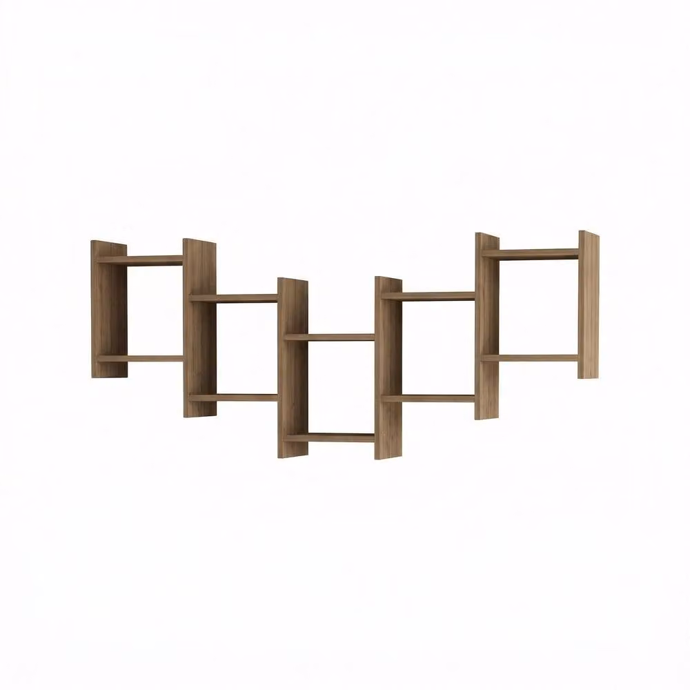 Decortie Bat' Modern Floating Wall Mounted Shelf in Dark Brown, Width: 151 cm – 2