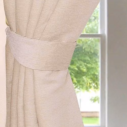 Homescapes Chenille Curtain Tie Backs, Pair, Beige – 1