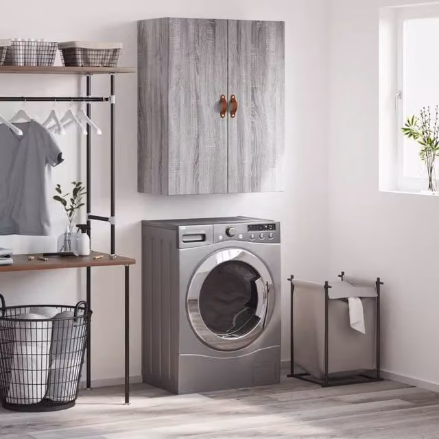 Berkfield Home Wall Mounted Cabinet in Grey Sonoma, W/D/H: 69.5 x 34 x 90 cm – 1
