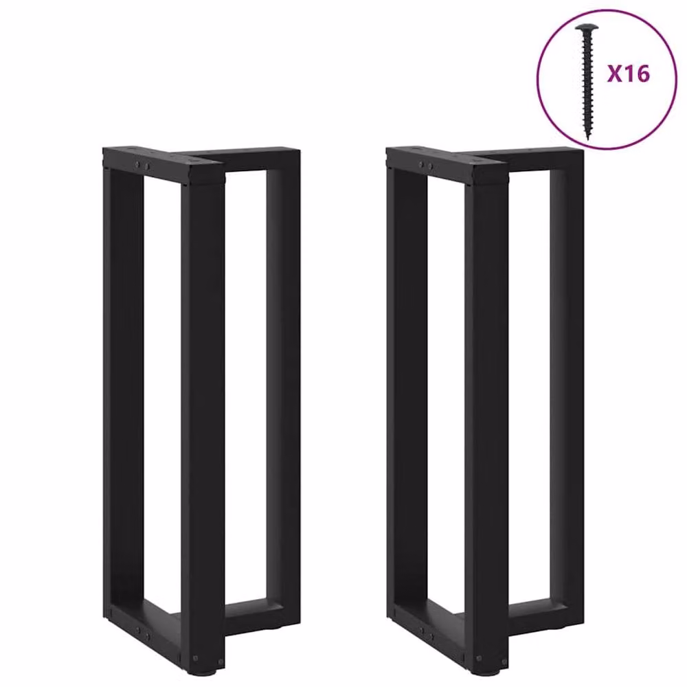 Berkfield T-Shaped Steel Bar Table Legs, 2 Pieces, Black, W: 50 cm, D: 35 cm, H: 100-101 cm – 2