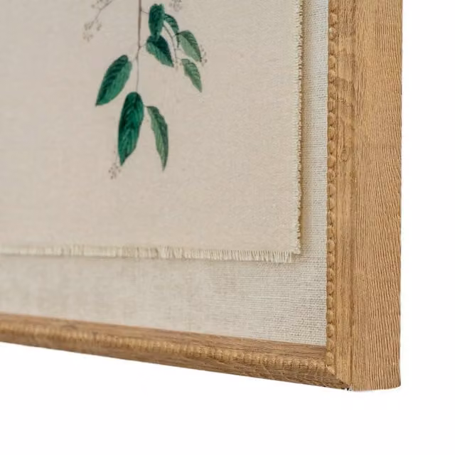 KDMK Flora Fauna Chickadees on Linen Beaded Frame Wall Art, Brown