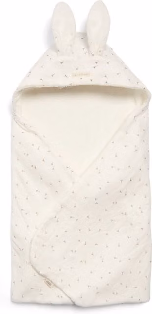 Mamas & Papas Welcome To The World Fluffy Cotton Terry Hooded Baby Towel in Multicolour and White