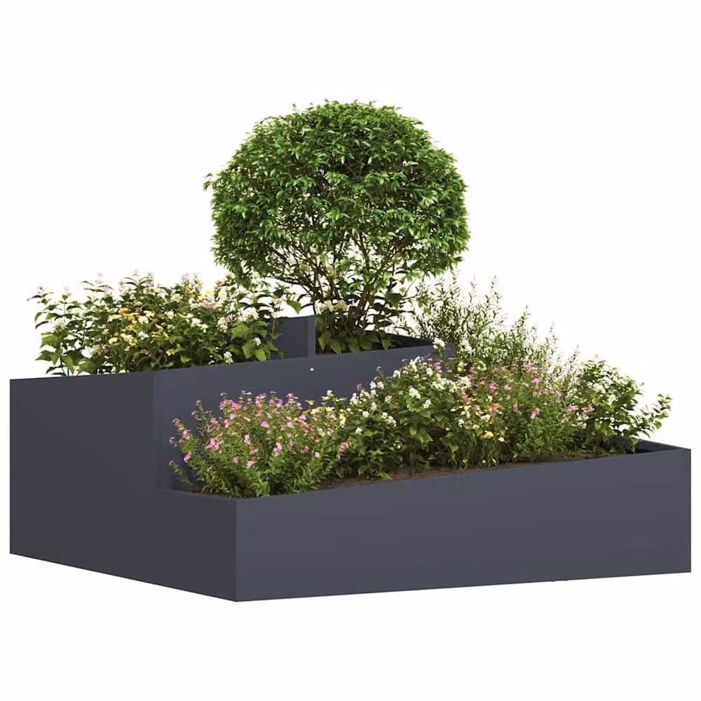 Berkfield Home Anthracite Large Metal Planter Tub – 3