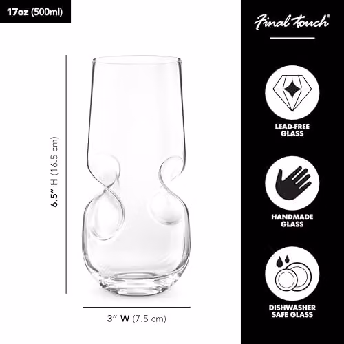 Final Touch Bubbles Seltzer Water Glasses, Set of 2, 500 ml, Transparent – 3