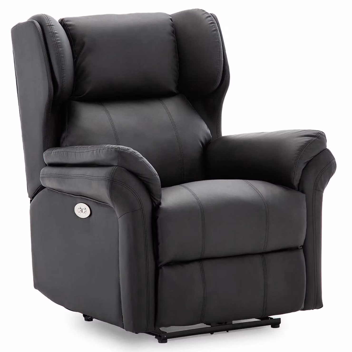 More4Homes Electric Wingback Recliner Chair with Integrated USB Port in Black Bonded Leather – 2