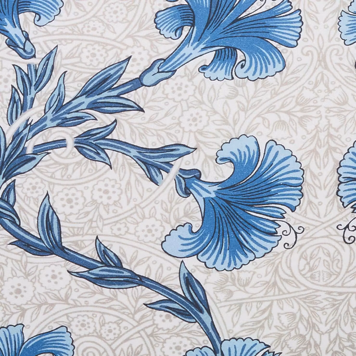 V & A Scrolling Carnation Floral Cotton Cushion in Blue and White, W/D/H: 45 x 45 x 45 cm – 3