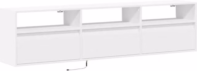 Berkfield Home Modern White LED TV Wall Cabinet W: 180 cm, D: 45 cm, H: 31 cm – 1