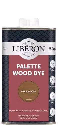 Liberon Palette Water Based Wood Dye in Medium Oak, Brown, 250ml