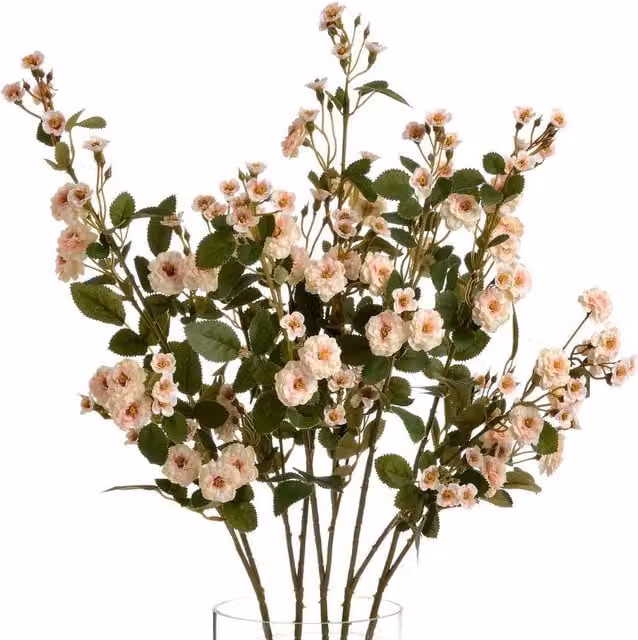 Hill Interiors Faux Wild Meadow Rose in Beige and Pink – 1