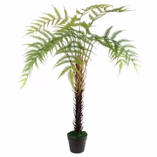 Leaf Design Tropical Artificial Green Tree in Black Pot, H 120 x W 90 x D 90 cm