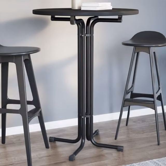 Berkfield Home Modern Rectangular Dining Table in Black with MDF and Metal Construction, W: 110 cm, D: 80 cm – 1