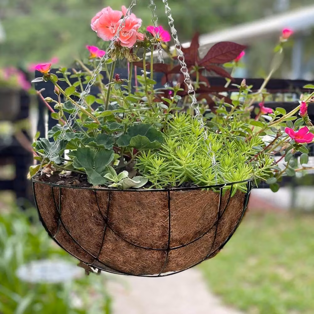 BARGAINS-GALORE Set of 2 Steel Hanging Basket Planters in Dark Green – 2