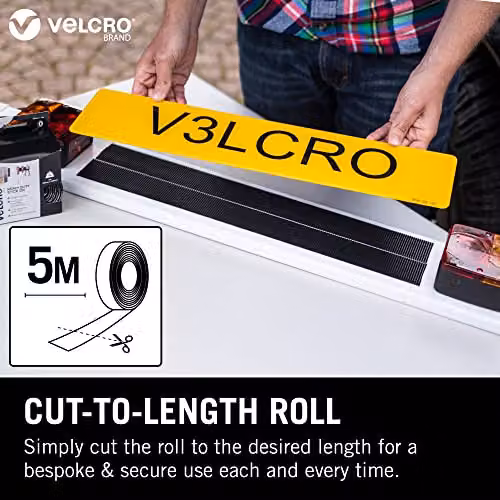 VELCRO Brand Heavy Duty Stick On Double Sided Hook and Loop Self Adhesive Tape, White, Width: 5 cm, Length: 1 m – 5