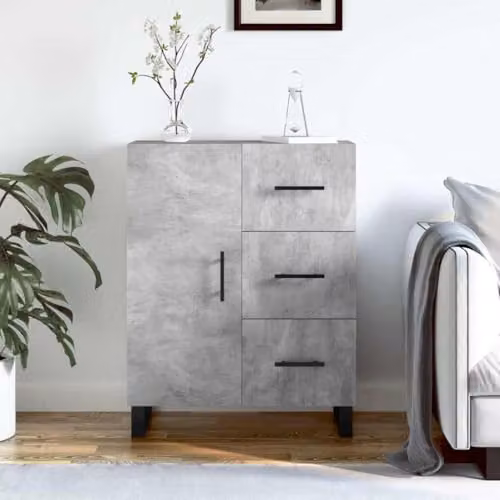 vidaXL Sideboard in Concrete Grey, Engineered Wood, W/D/H: 69.5 x 34 x 90 cm – 2
