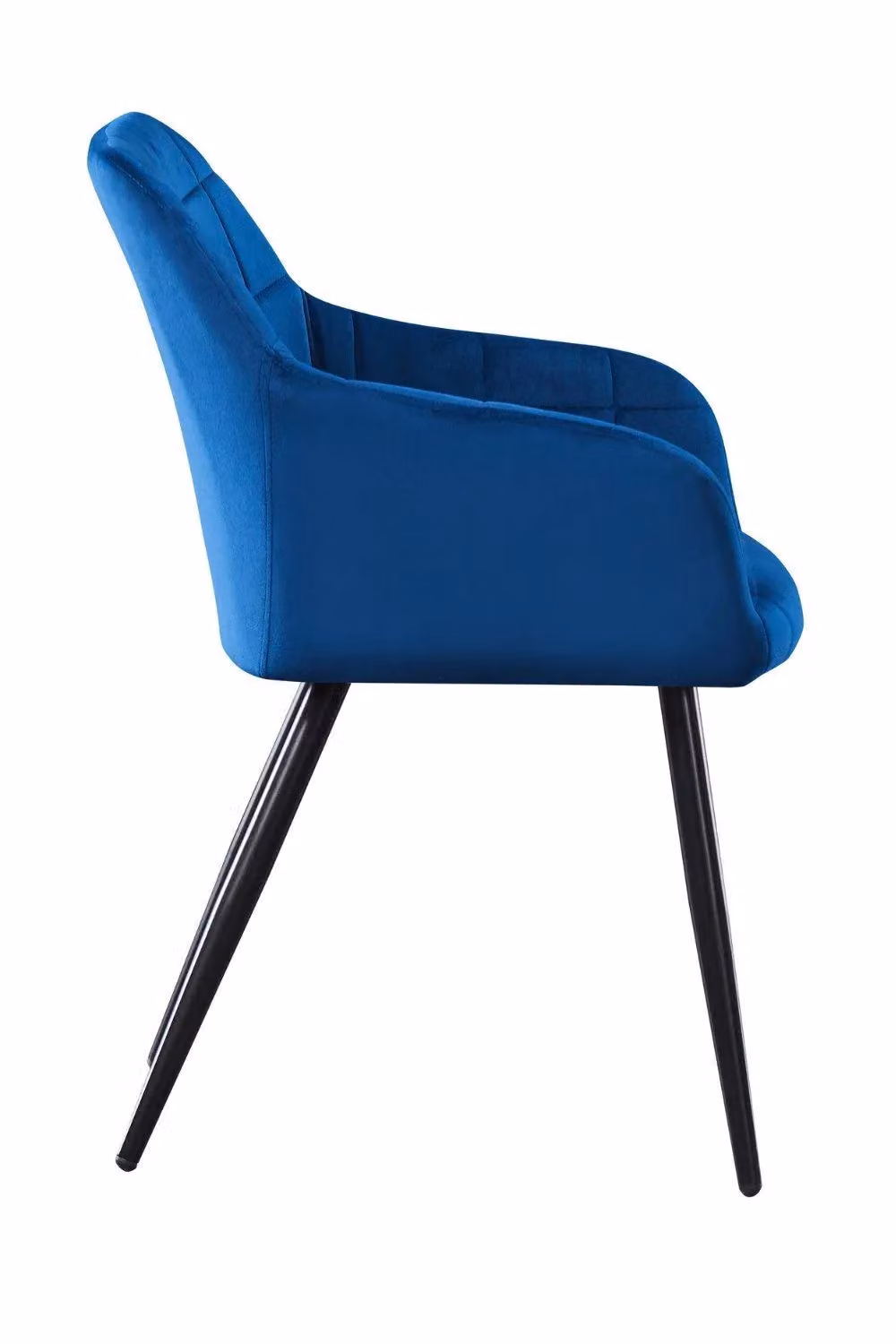 Life Interiors Camden Modern Velvet Dining Chair with Armrests and Black Metal Legs in Blue – 4