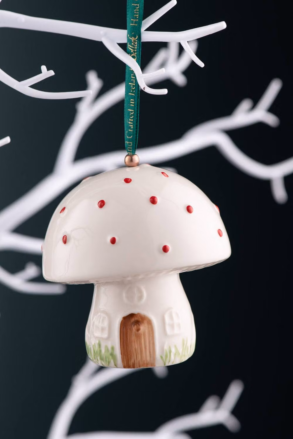 Belleek Classic Porcelain Toadstool Hanging Ornament in White – 2