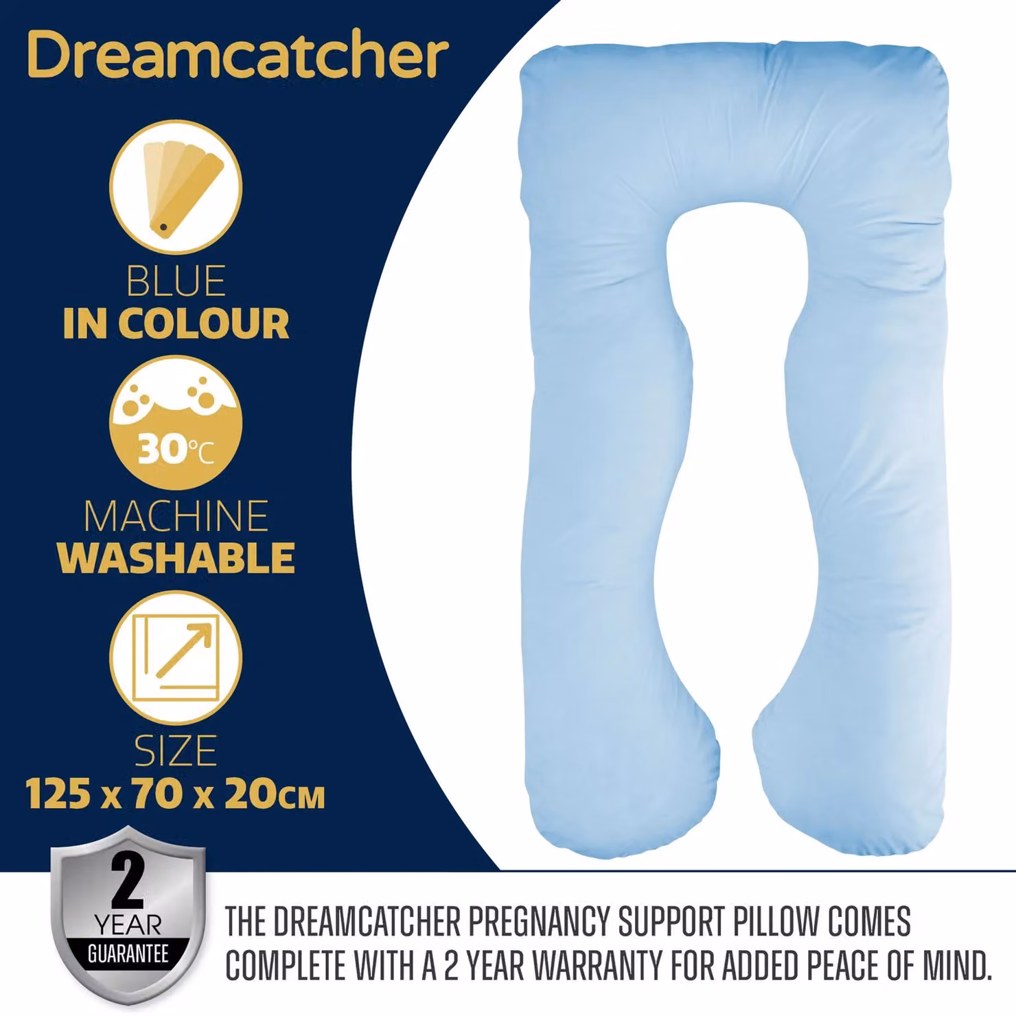 Dreamcatcher U-Shaped Maternity Support Pregnancy Pillow in Blue Micro Fleece – 6