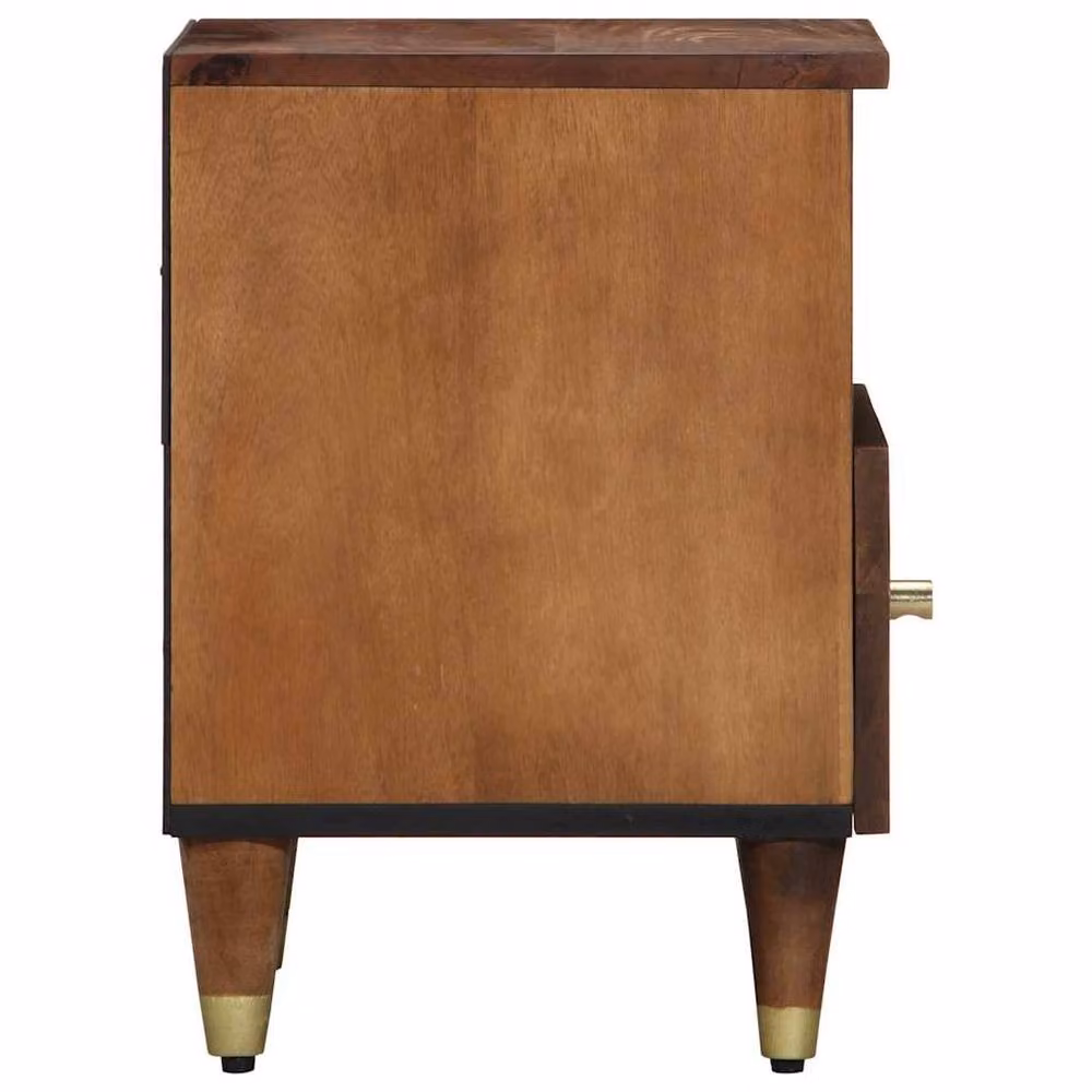 Berkfield Home Solid Mango Wood Bedside Cabinet in Brown, W/D/H: 40 x 33 x 46 cm – 3